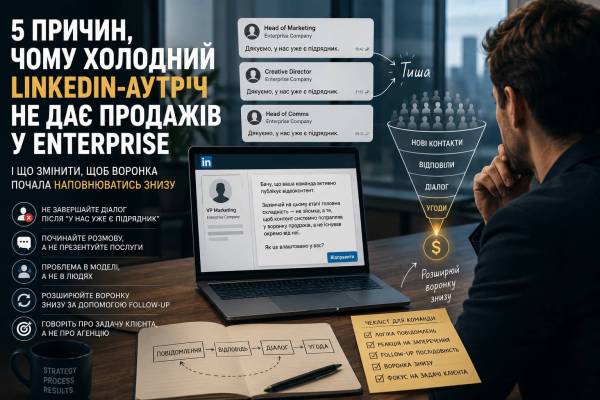 Головна 64 5 причин, чому холодні звернення в LinkedIn до корпоративних клієнтів не приносять продажів – та що насправді впливає на результат