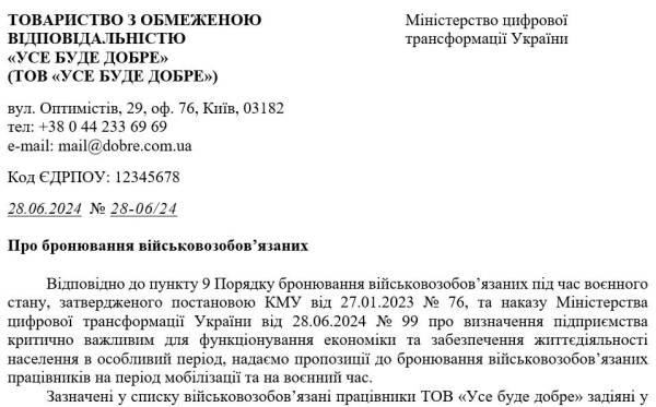 Бронювання військовозобов’язаних: як скласти обґрунтувальний лист 2